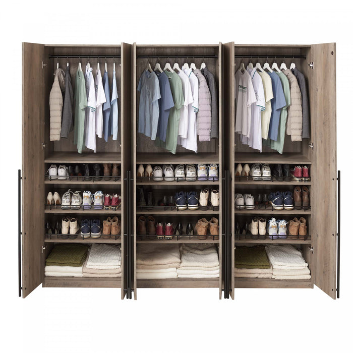 Lee Modern 32\" Wardrobe Closet in Rustic Gray - Set of 3 Armoire