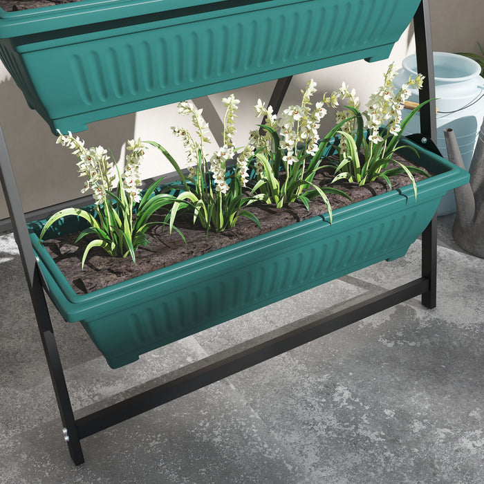 Outsunny 4-tier Vertical Raised Garden Bed With 4 Planter Boxes, Outdoor Plant Stand Grow Container With Leaking Holes For Balcony Patio Outdoor, Green