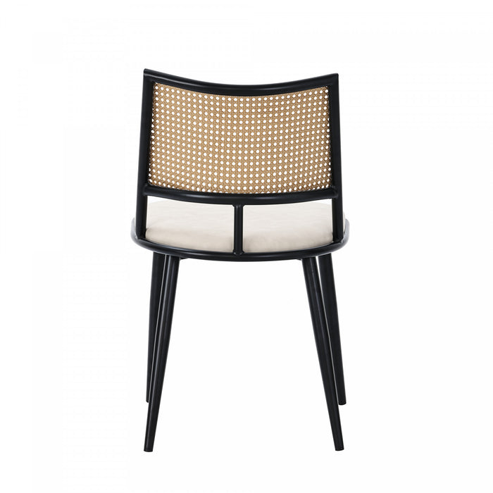 Oliver Modern Dining Chairs with PU Upholstered and PE Rattan Backrest Set of 6,Black