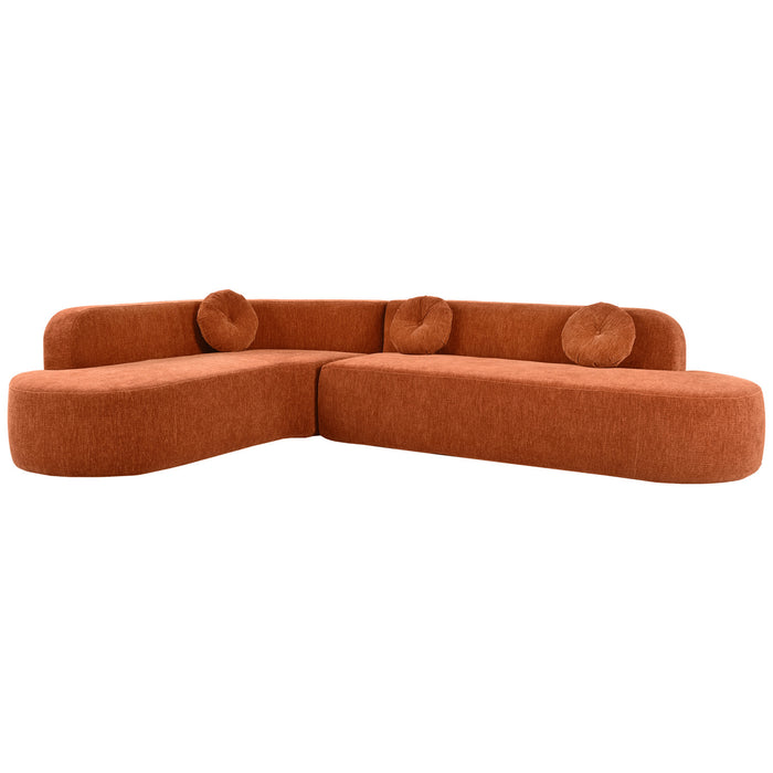 Vista 122 Inch Extra Large Sectional Sofa with Curved Design and High-Resilience Foam, Orange