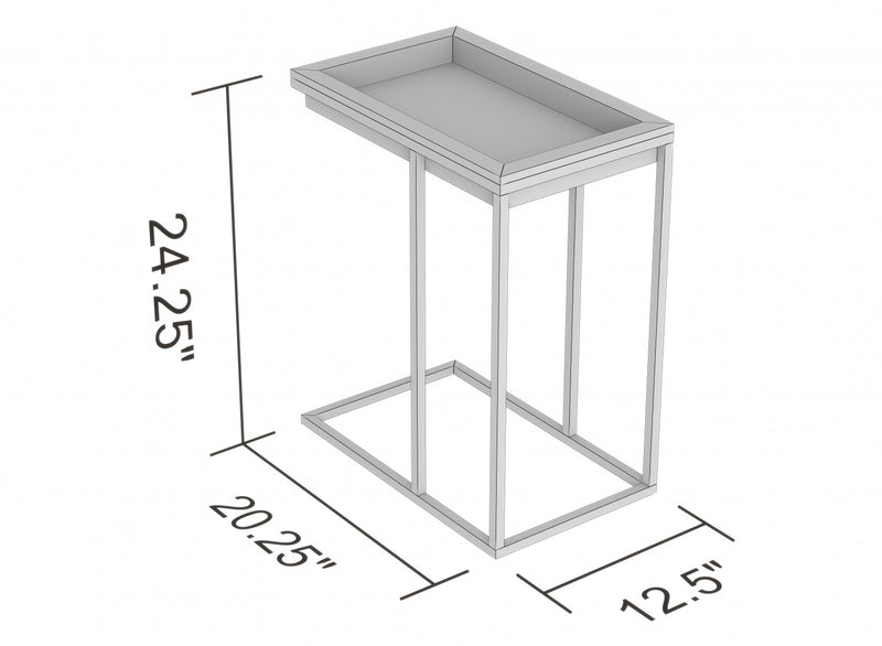 C-Shaped End Table With Sunkey Tray - Brown Reclaimed Wood With Black Metal