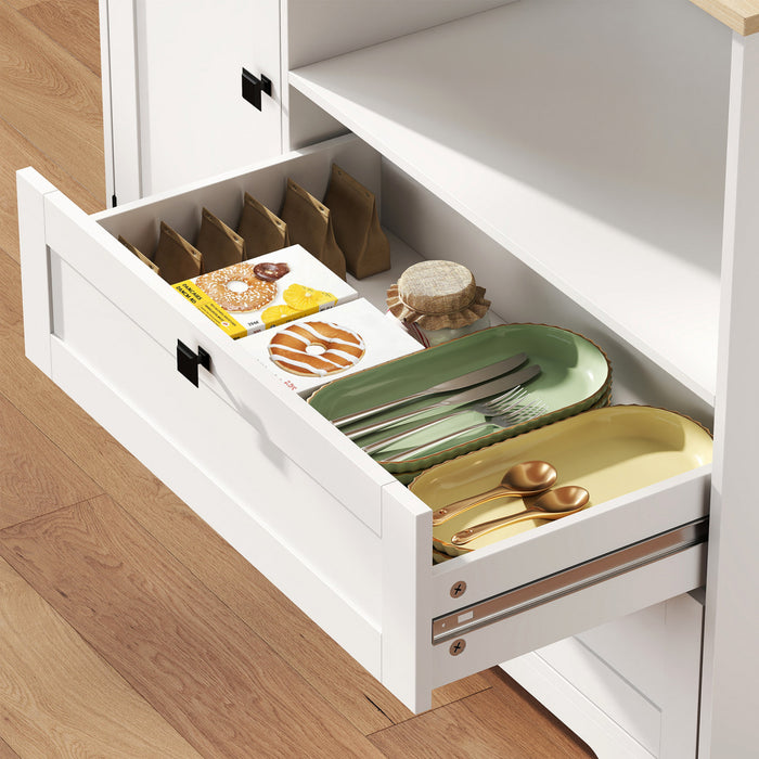 HOMCOM 64\" Kitchen Pantry Cabinet, Kitchen Hutch with 3 Cabinets, 2 Drawers