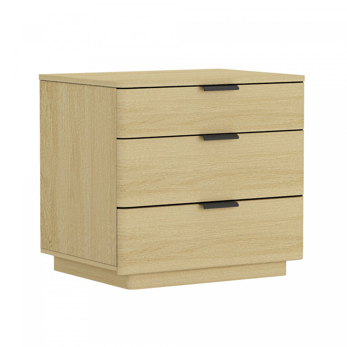 Payton Modern 26\" Nightstand in Natural Oak (3-Drawer) - Set of 2