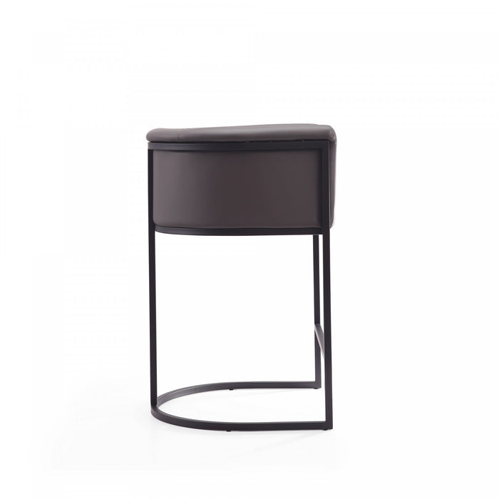Cosmopolitan Mid-Century Modern Metal Upholstered Counter Stool in Graphite - Set of 3 Bar Stool