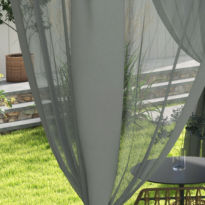 12' Outdoor Patio Gazebo Pavilion Canopy Tent With Netting, Light Grey