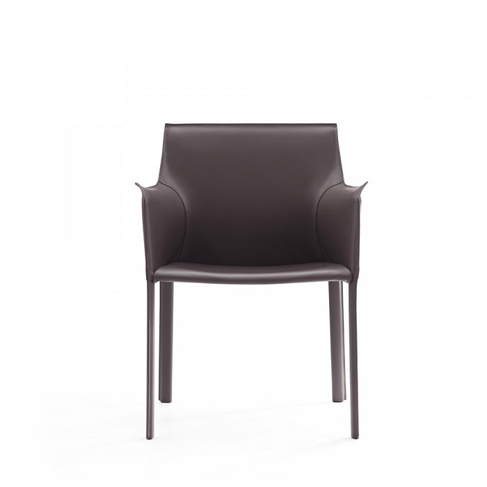 Paris Modern Vegan Leather Side Chair in Gray - Set of 2