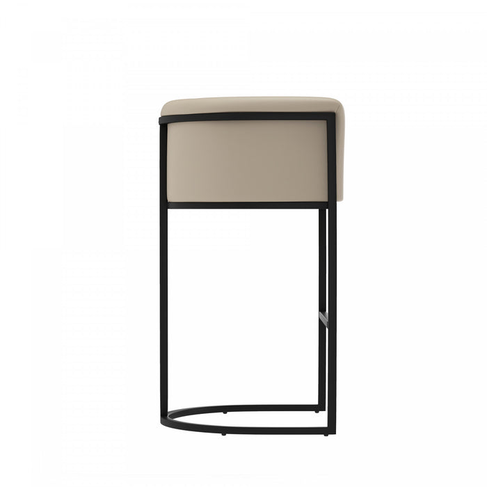 Cosmopolitan Mid-Century Modern Metal Upholstered Barstool in Greige