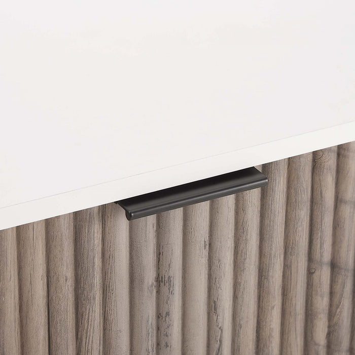 Dumbo Modern 35\" Fluted Dresser in Rustic Gray and White (3-Drawer)