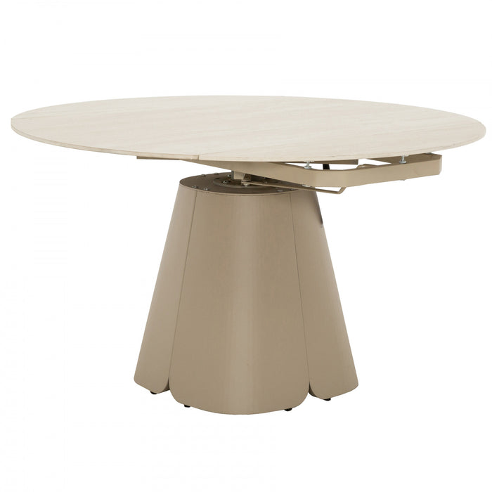 Solene 5-Piece Round Extendable Dining Table Set (32-52 in.) with Upholstered Chairs (Seats 4)