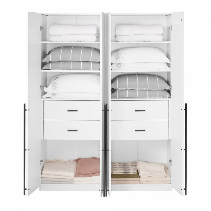 Lee Modern 32\" Wardrobe Closet in White - Set of 2 Armoire