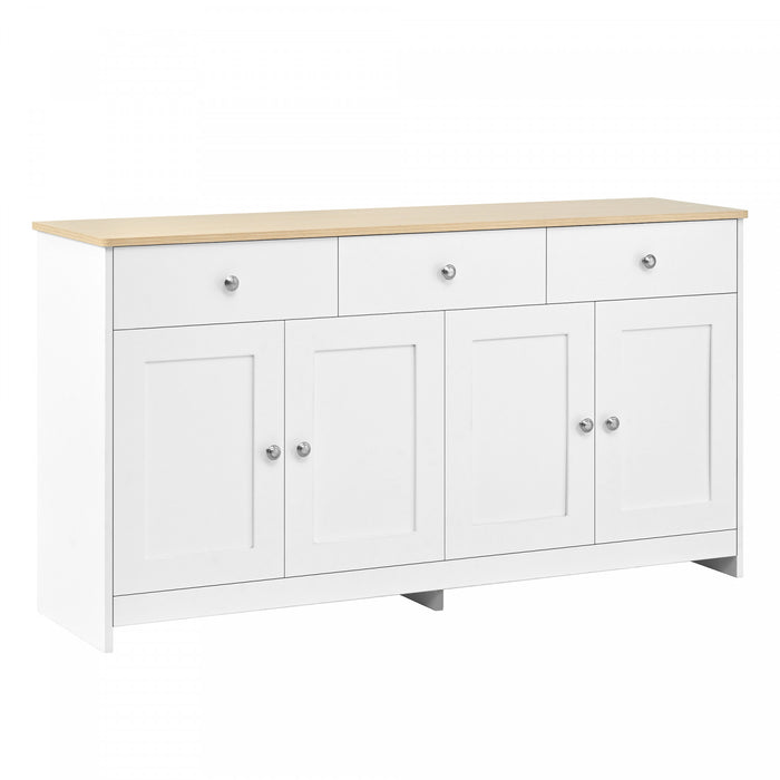 Grace 55.1\" Rustic Wood Buffet Cabinet with Doors and Drawers,White Accent Cabinet