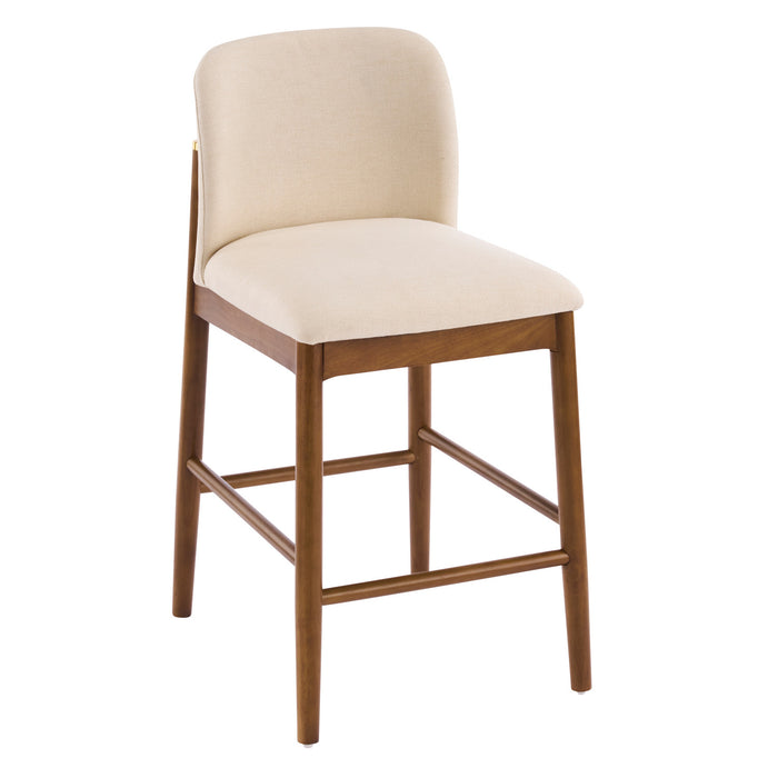 Lois Rubber Wood Counter Stool Set of 2 with Upholstered Seat and Footrest,Beige