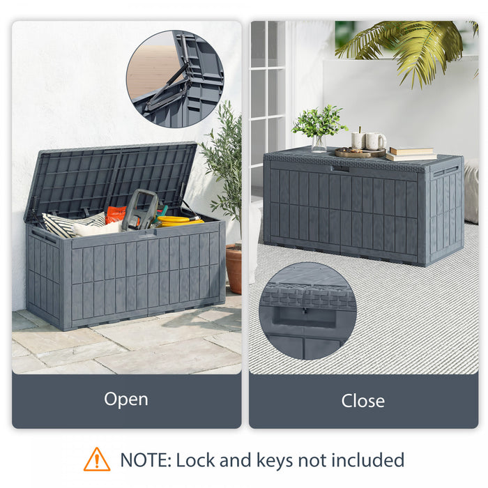 Outsunny 100 Gallon Resin Deck Box, Lockable Outdoor Storage Box
