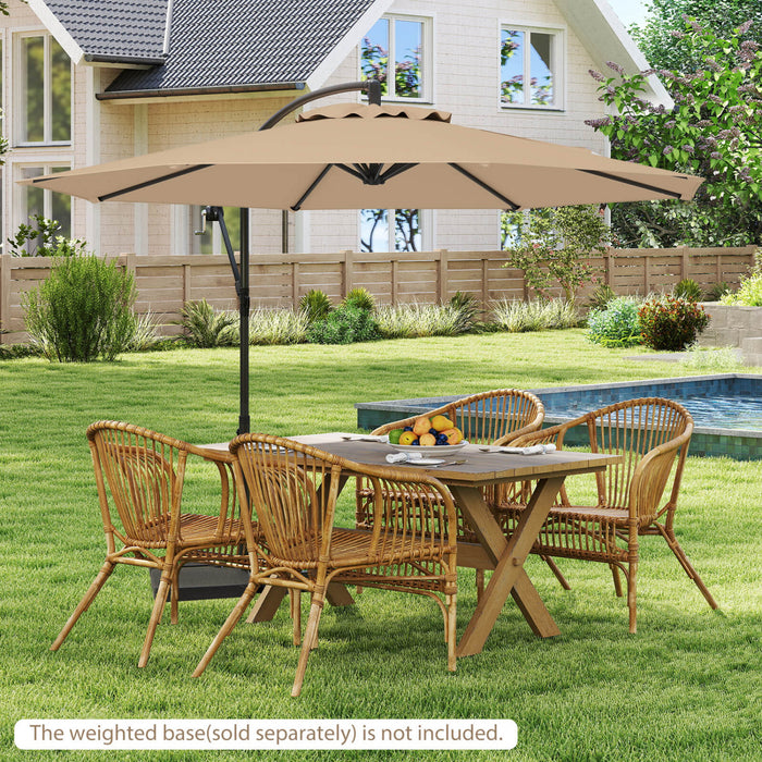 Costway 10FT Patio Offset Hanging Umbrella Easy Tilt Adjustment 8 Ribs Backyard Tan