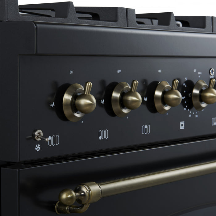 Forno Antico 36\" Freestanding Gas Range, Black, Convection Oven- FFSGS6219-36BLK