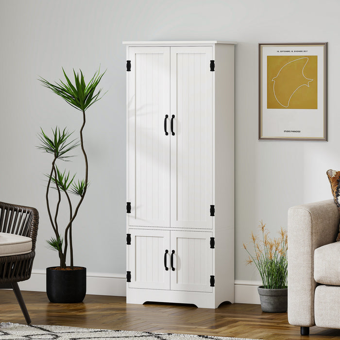 HOMCOM 60\" Kitchen Pantry, Kitchen Storage Cabinet with Shelves, White