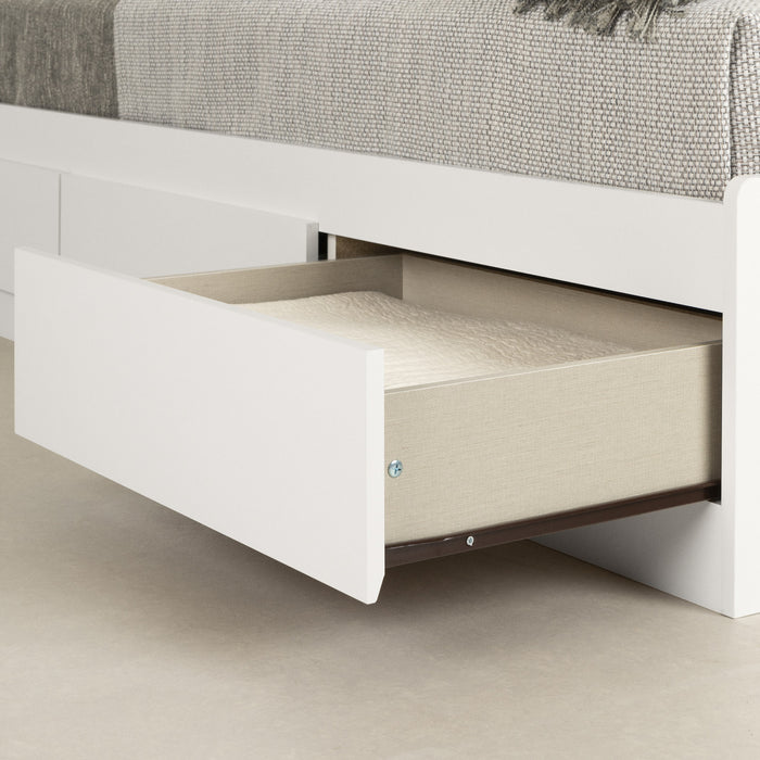 Reevo Mates Bed With Bookcase Headboard Set - Pure White