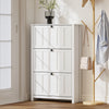 HOMCOM Narrow Shoe Cabinet with 3 Flip Drawers, Shoe Storage Cabinet, White