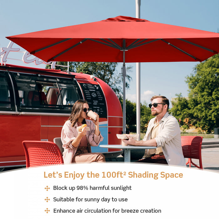 Costway 10x10 ft Patio Offset Cantilever Umbrella Aluminum 360° Rotation Tilt Orange