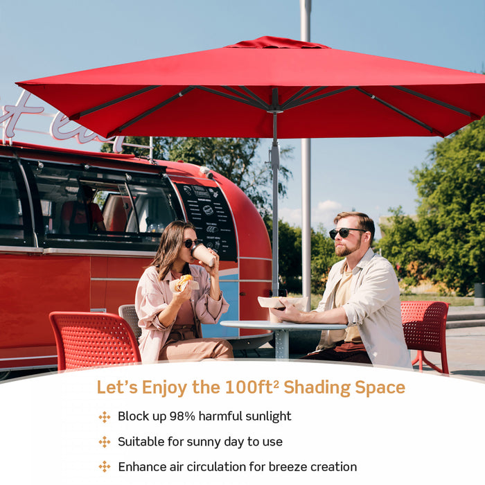 Costway 10x10 ft Patio Offset Cantilever Umbrella Aluminum 360° Rotation Tilt Wine