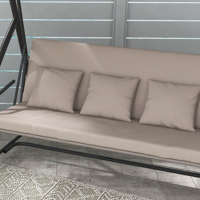 Outsunny 3 Seater Porch Swing Convertible Swing Chair Bed Cushioned Brown