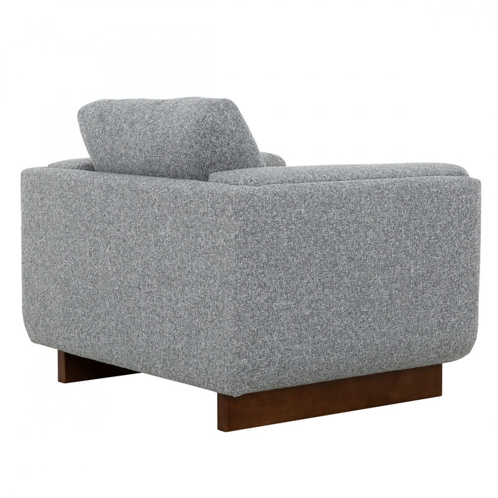 Caden 43 in. Fabric Accent Chair with Block Arms and Wood Legs - Grey
