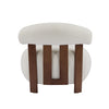 Nube Modern Boucle Accent Chair with Curved Backrest and Four-Leg Design, Off White, Walnut | Nube Fauteuil d'Appoint Moderne en Bouclette a Dossier Courbe et Quatre Pieds, Blanc Casse, Noyer