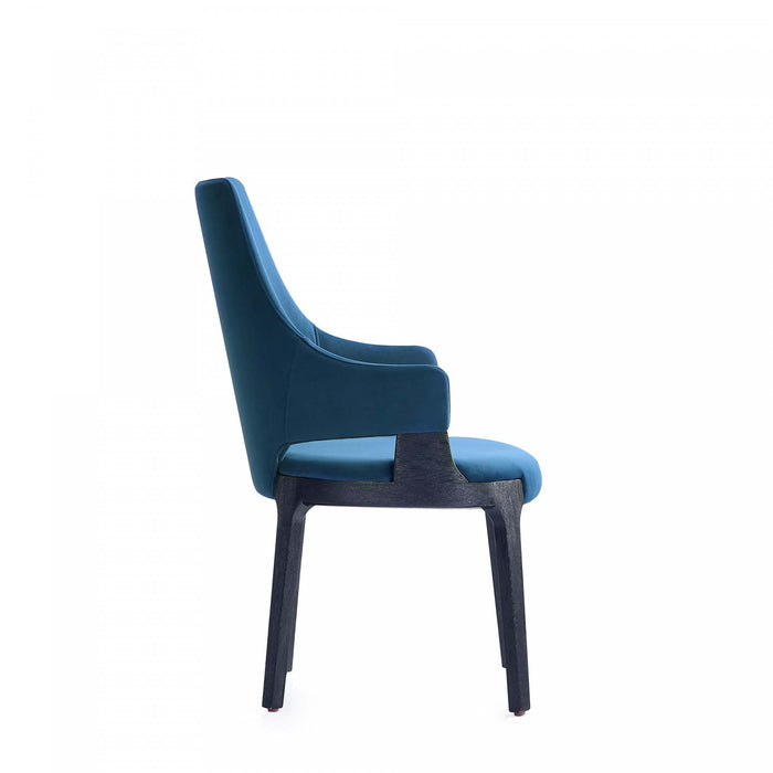 Kara Modern Wood Upholstered Dining Chair in Blue - Set of 2