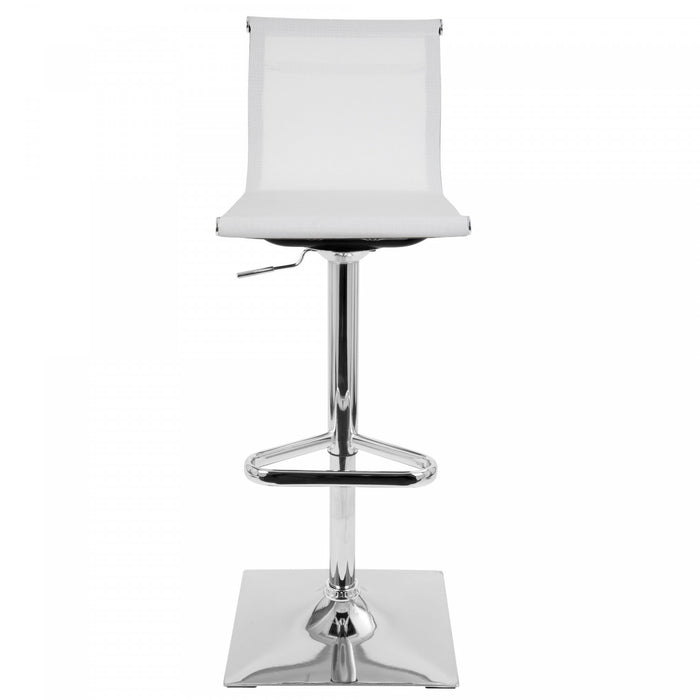 LumiSource Mirage Fabric Contemporary Adjustable Barstool with Swivel - White