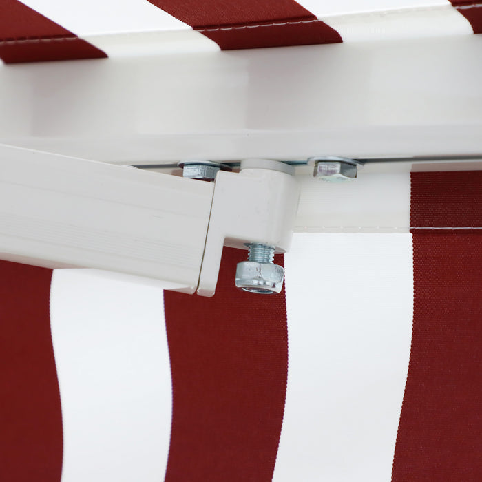 Outsunny 10' X 8' Retractable Awning Shelter W/ Crank, Wine Red Stripe