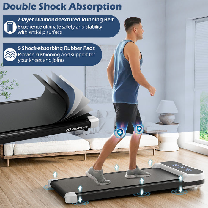 Goplus 2.5hp Under Desk Treadmill For Home And Office Remote Control Led Display White