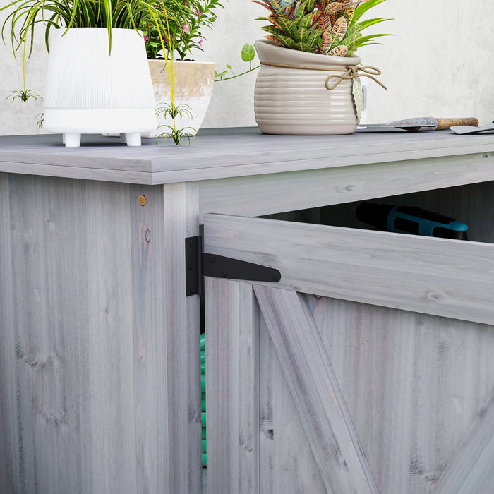 Outsunny Wood Outdoor Storage Cabinet Potting Shed With Shelf