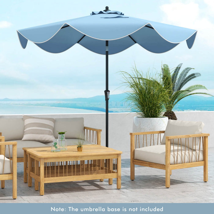 Costway 9 FT Patio Umbrella 2-Tier Market Table Umbrella with Crank Handle & 8 Ribs Navy