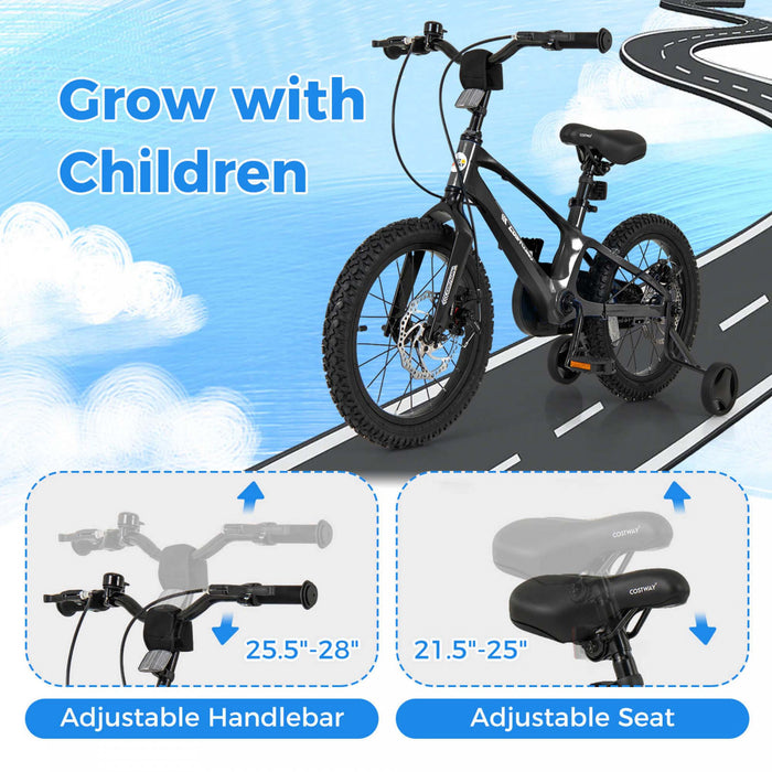 Costway 16\" Kid's Bike With Adjustable Handlebar & Saddle Dual Disc Brakes Black