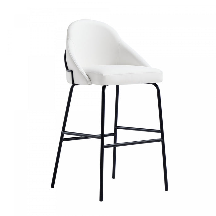 Gracie Modern Metal Upholstered Barstool in White and Black - Set of 3
