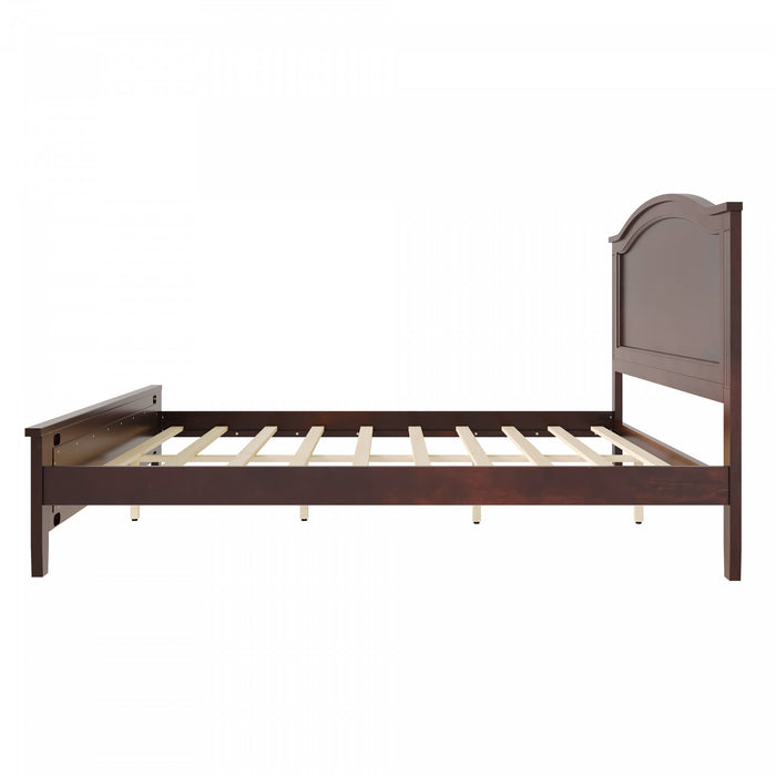 Benson Full Size Solid Wood Platform Bed with Stylish Headboard, Brown