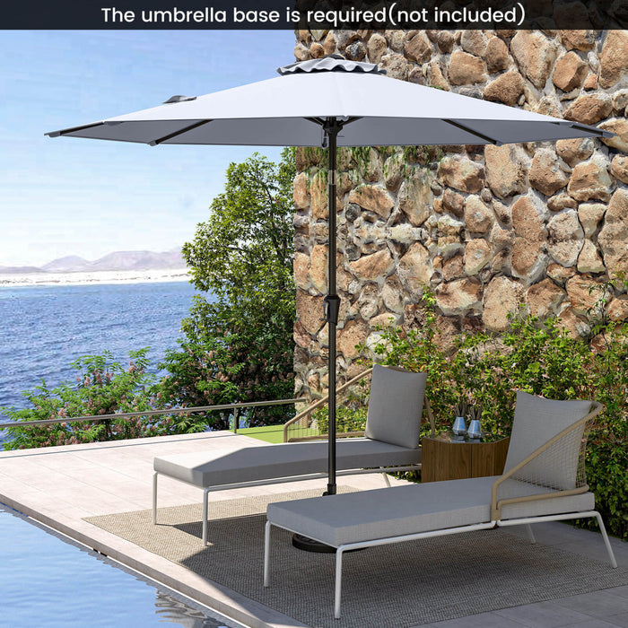 Costway Patio Umbrella with Push Button Tilt, Crank Handle, 8 Sturdy Ribs for Patio, Garden Gray
