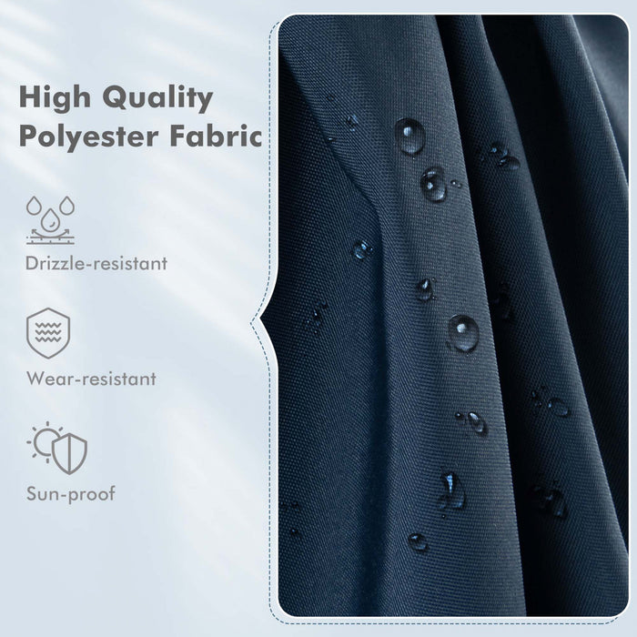 Costway Patio 9.5FT Square Cantilever Offset Hanging Umbrella 2-Tier 360° Outdoor Navy