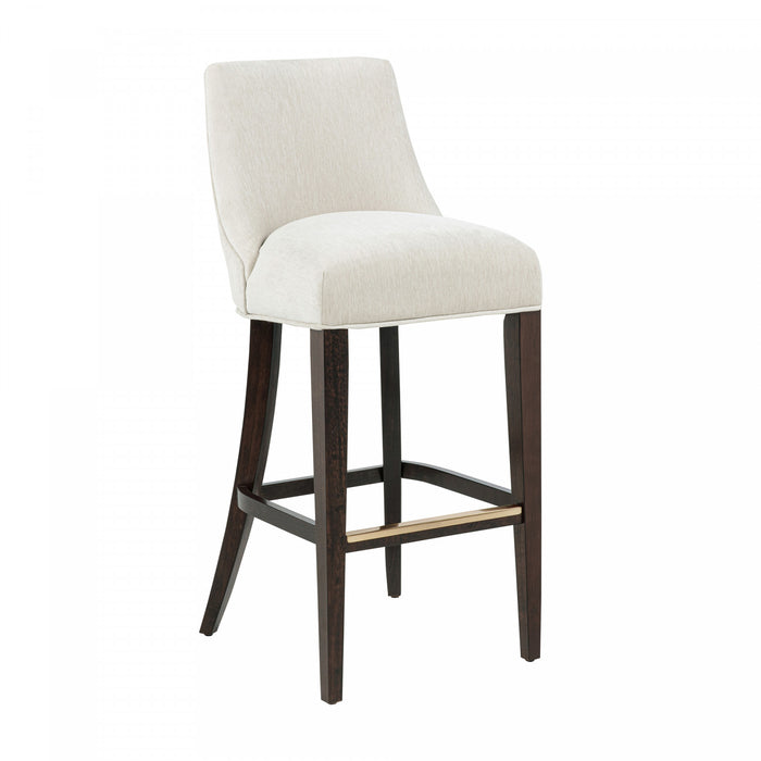 Beever Modern Chenille Wood Upholstered Barstool in Cream - Set of 3 Bar Stool