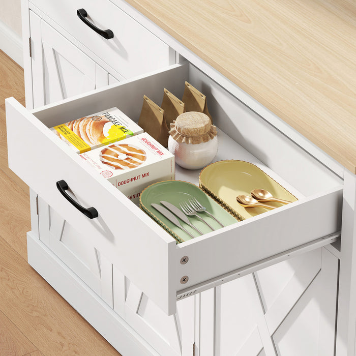 HOMCOM 69\" Pantry Cabinet, Kitchen Cabinet with Charging Station, White