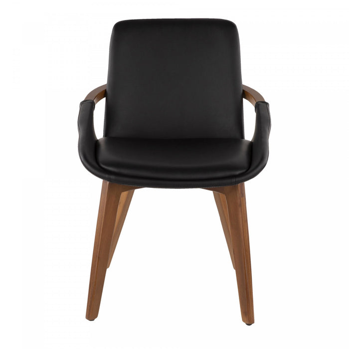 LumiSource Cosmo Faux Leather Mid-Century Dining Chair - Walnut/Black