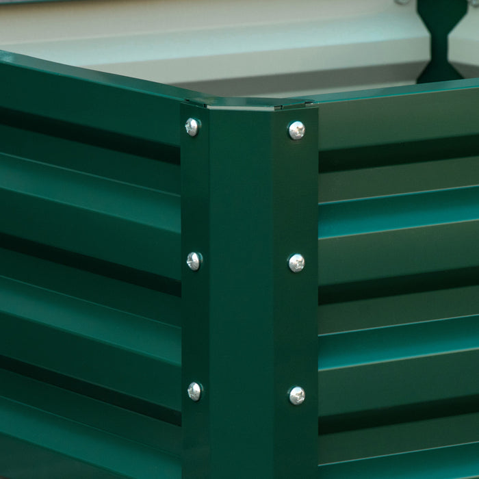 Outsunny 2' X 2' X 1' 2-pieces Raised Garden Bed With Color Steel Frame For Vegetables, Flowers, Herbs, Green
