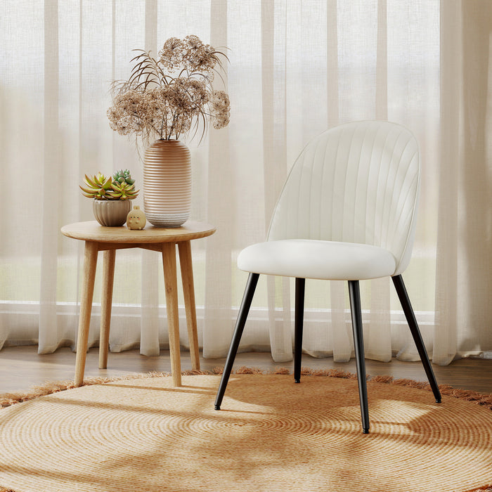 HOMCOM Set of 4 Modern Dining Chairs for Living Room, Cream White