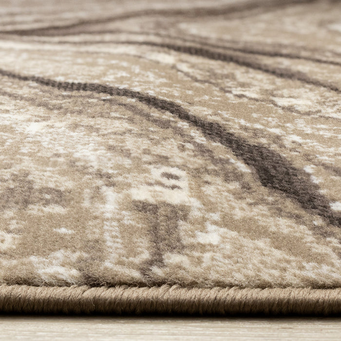 Forte Brown Cream Soothing Waves Area Rug - 7'9\" x 10'6\"