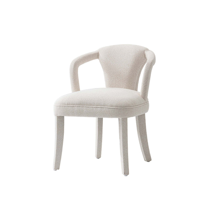 Palmer Mid-Century Modern Upholstered Tweed Armchair in Ivory - Set of 2 Dining Chair