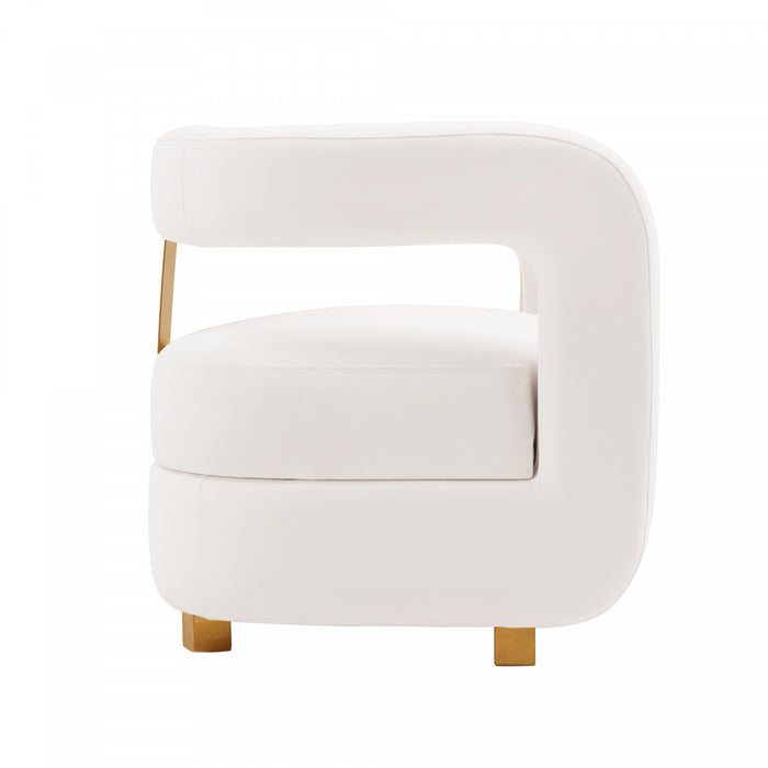 Amirah Modern Velvet Lounge Chair in White - Set of 2