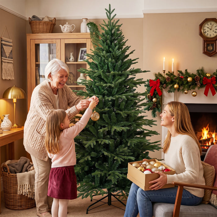 HOMCOM 6ft Artificial Christmas Tree with Foldable Metal Base, Green