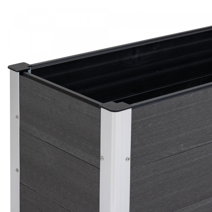 Outsunny 3' X 2' X 2' Raised Garden Bed, Wood Plastic Planter Box For Flowers, Vegetable, Herb, Grey