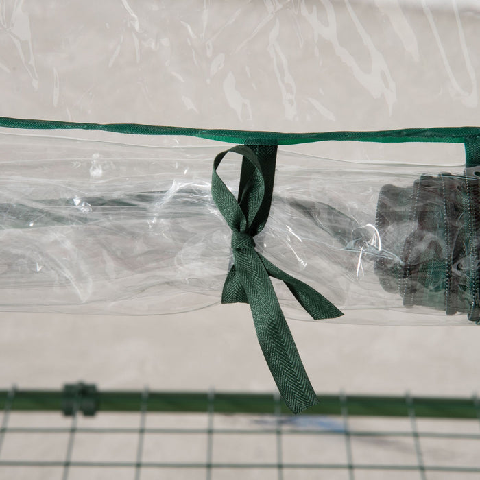 Outsunny 3 Tier Mini Greenhouse Portable Plant Greenhouse With Roll Up Door And Wire Shelves, 27\" X 19\" X 49\", Clear