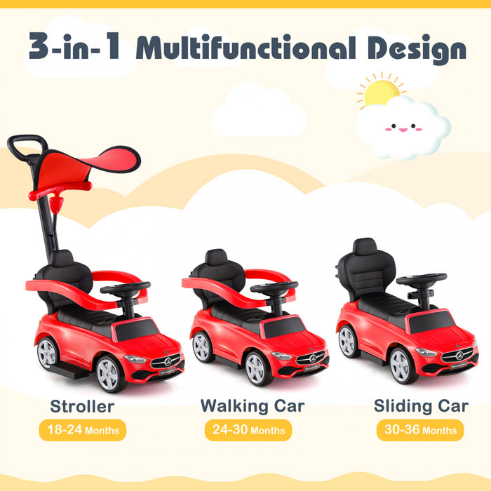 Costway Kids Ride On Push Car Mercedes-benz Licensed 3-in-1 Sliding Car Red